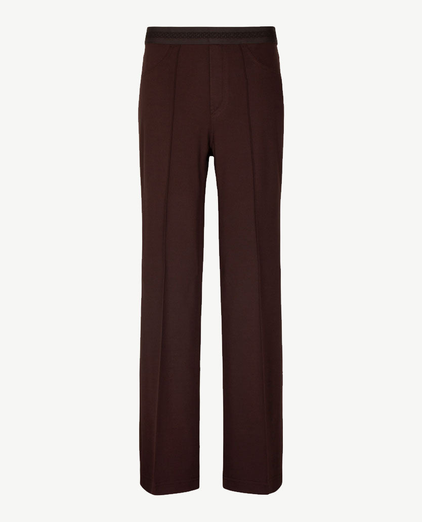 Gardeur - Zilla - Instapbroek dames met elastische band - Flare - jersey - Choco