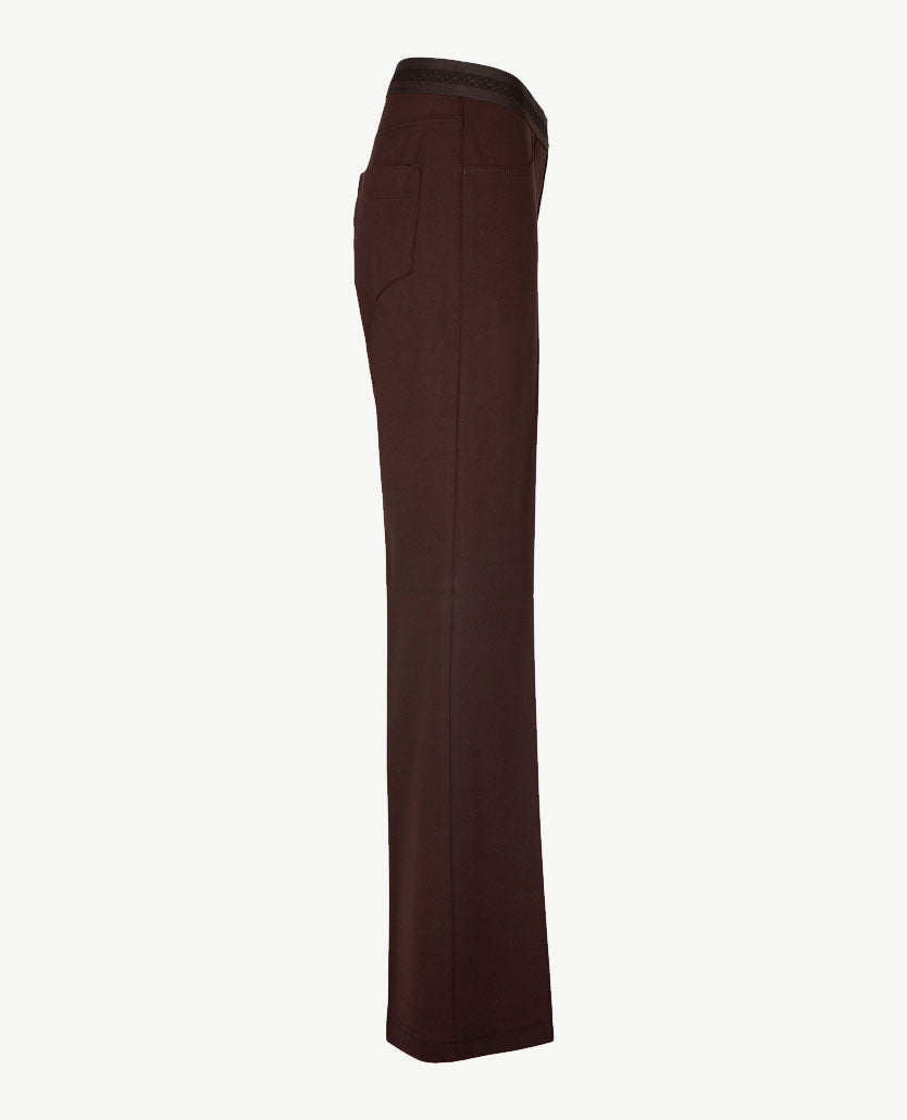 Gardeur - Zilla - Instapbroek dames met elastische band - Flare - jersey - Choco