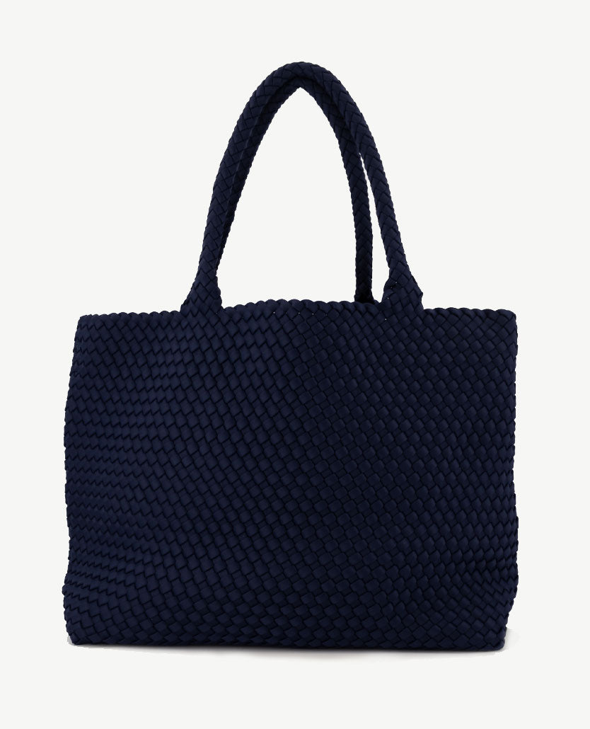 Schoudertas - Shopper Groot - Gevlochten - Navy voorkant
