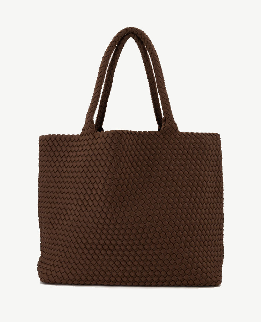 Schoudertas - Shopper Groot - Gevlochten - Choco voorkant