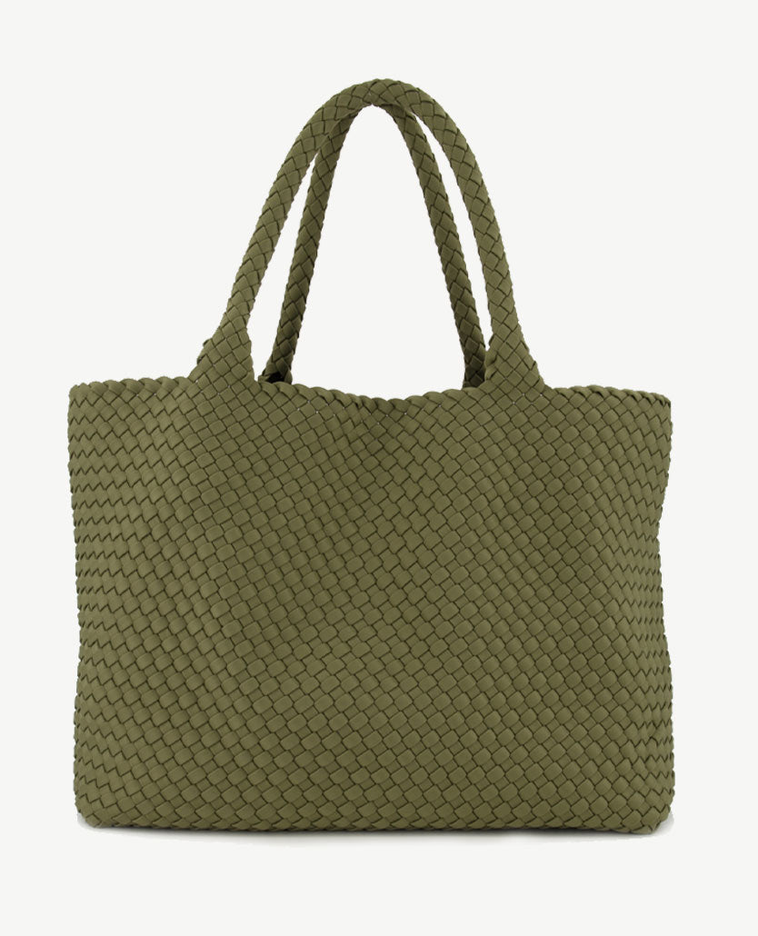 Schoudertas - Shopper Groot - Gevlochten - Mosgroen