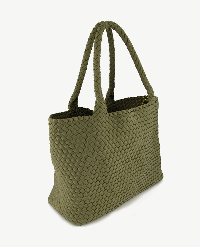 Schoudertas - Shopper Groot - Gevlochten - Mosgroen