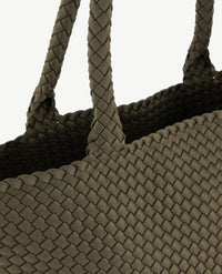 Schoudertas - Shopper Groot - Gevlochten - Olive dichtbij