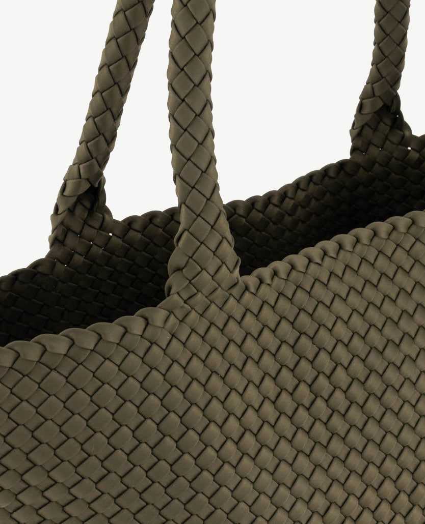 Schoudertas - Shopper Groot - Gevlochten - Olive dichtbij