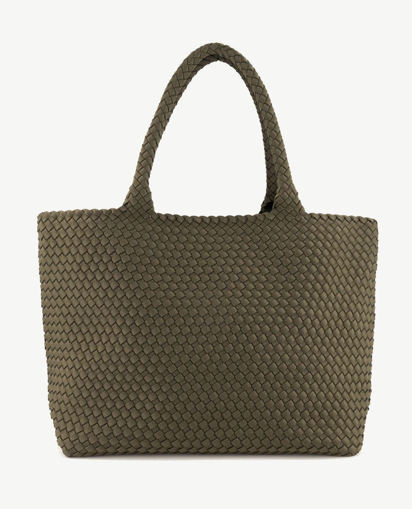Schoudertas - Shopper Groot - Gevlochten - Olive voorkant