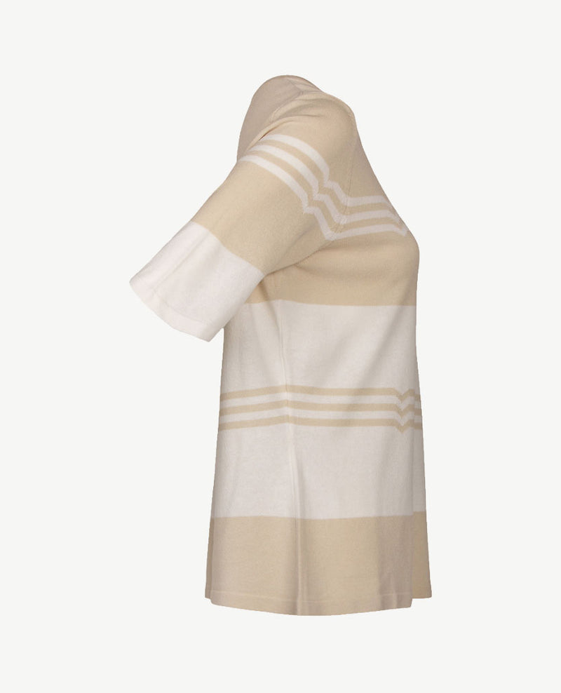 Gollé Haug - Gebreide top - ronde hals - Beige met wit