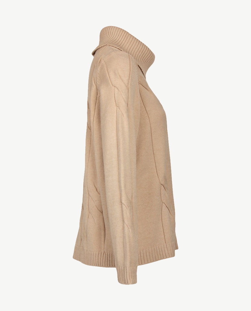 Gollé Haug - Pullover coll - kabel - Licht taupe, beige