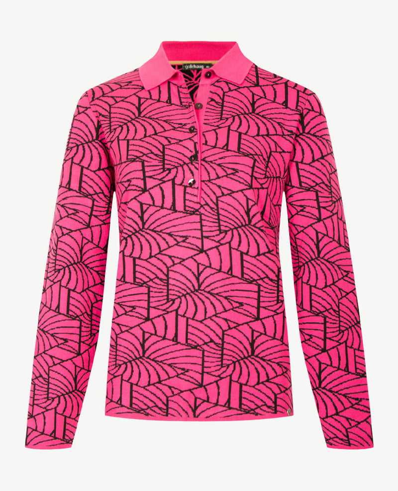 Gollé Haug -  Pullover polo - Pink met zwart