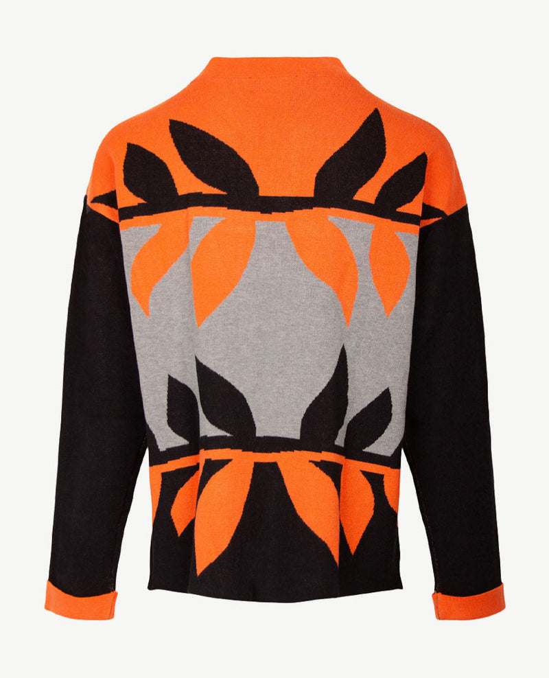 Gollé Haug - Pullover coll - Burnt orange met grijs en zwart