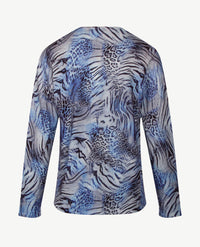 Gollé Haug - Dunne pullover - Ronde hals - Blauwen met grijs en navy