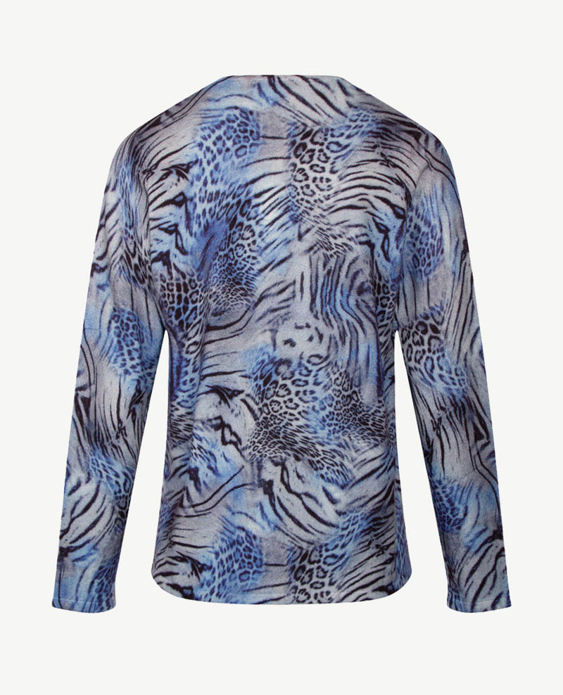 Gollé Haug - Dunne pullover - Ronde hals - Blauwen met grijs en navy