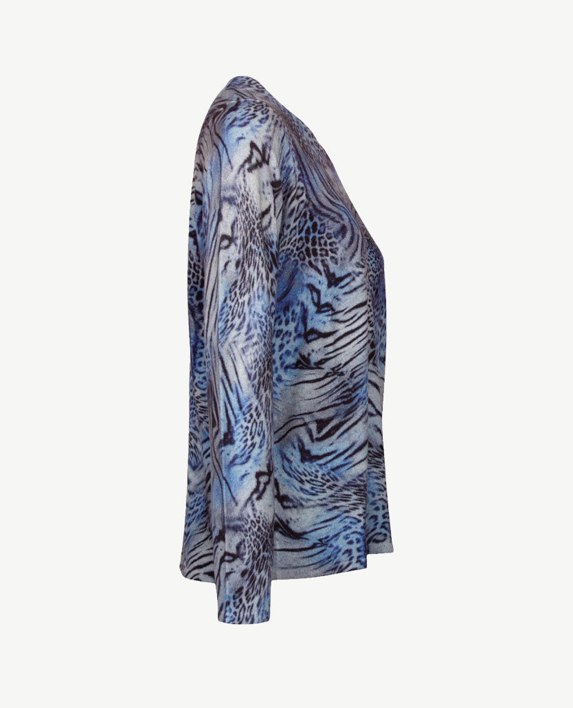 Gollé Haug - Dunne pullover - Ronde hals - Blauwen met grijs en navy