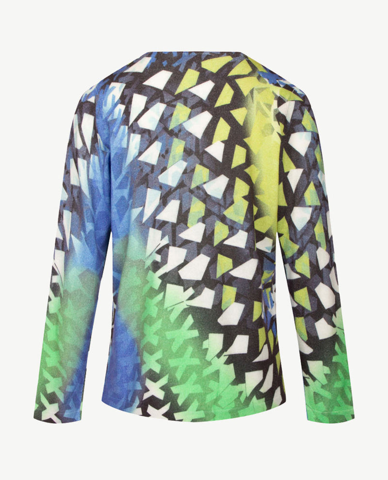 Gollé Haug - Lichte pullover V-hals - Groenen met blue, kobalt en grijs