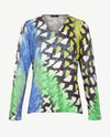 Gollé Haug - Lichte pullover V-hals - Groenen met blue, kobalt en grijs