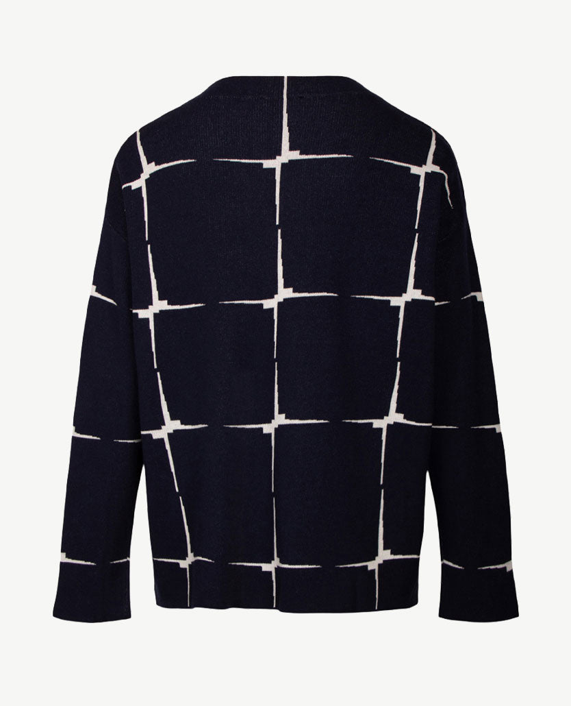 Gollé Haug - Pullover ronde hals - Navy met off-white