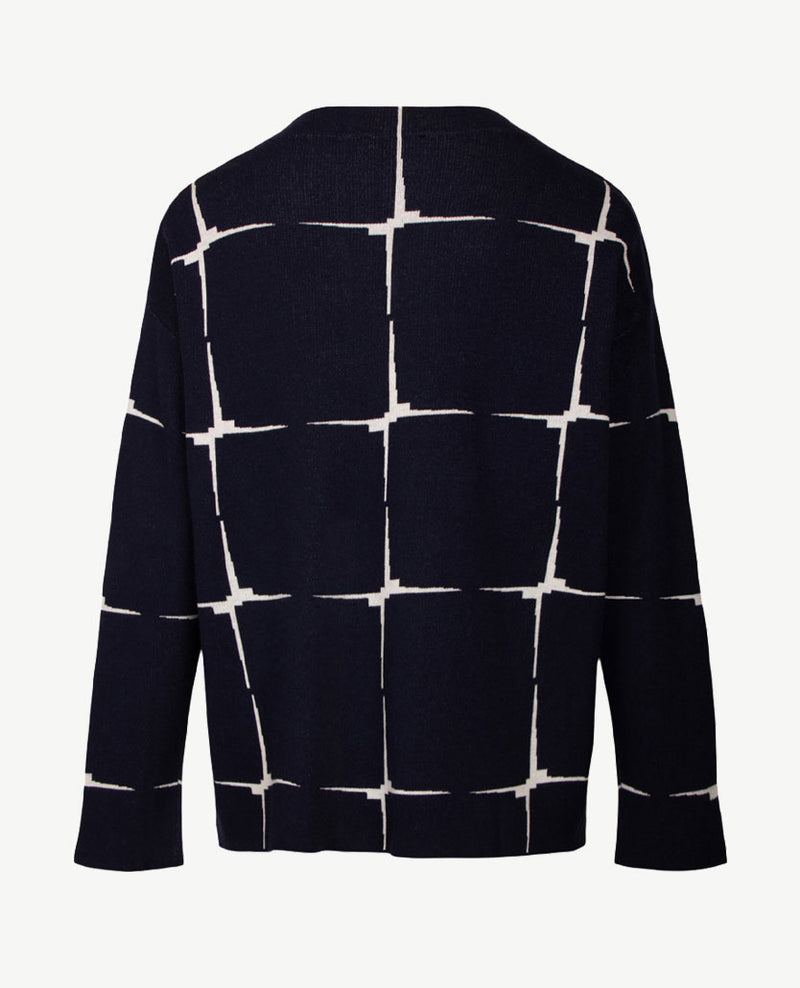 Gollé Haug - Pullover ronde hals - Navy met off-white