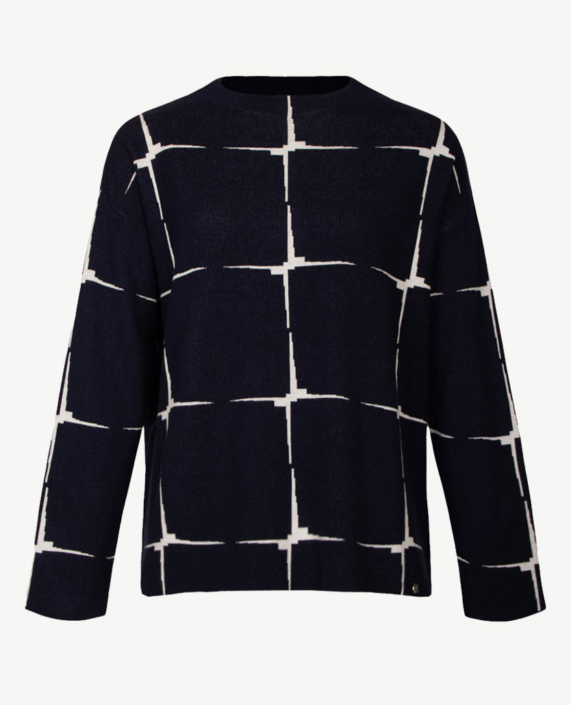 Gollé Haug - Pullover ronde hals - Navy met off-white