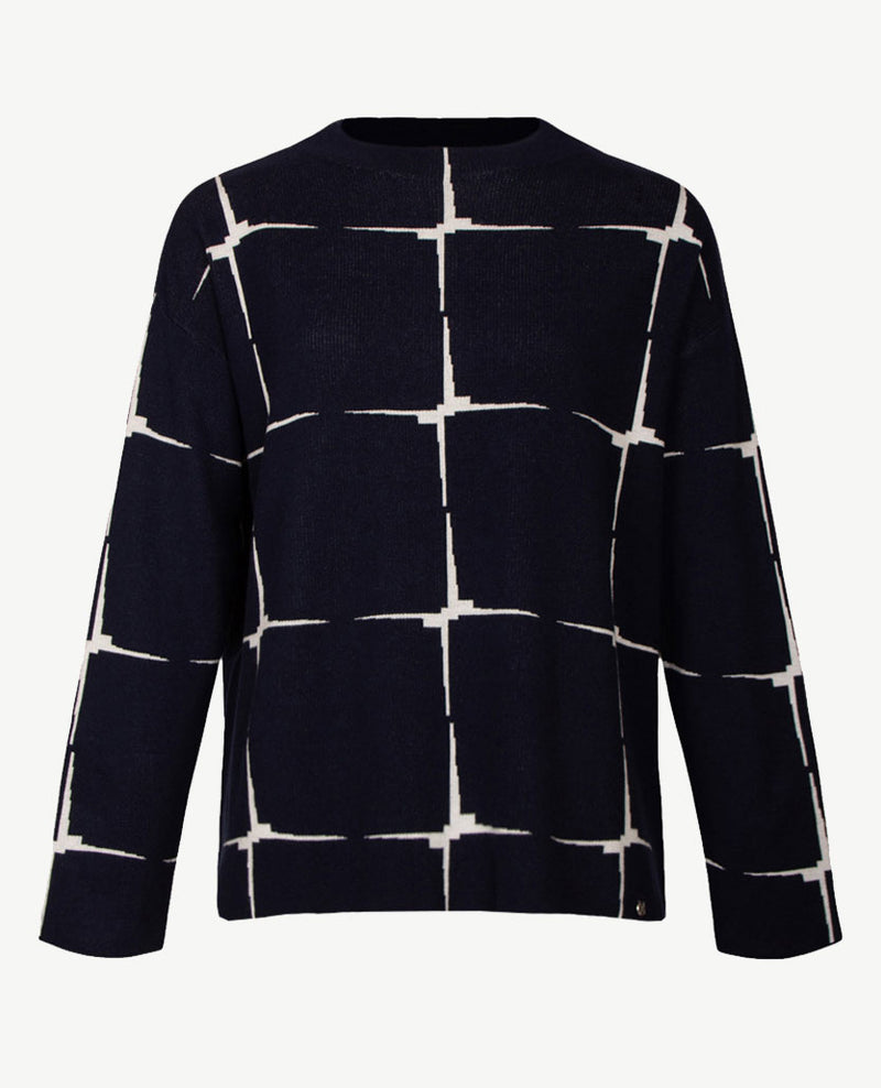 Gollé Haug - Pullover ronde hals - Navy met off-white