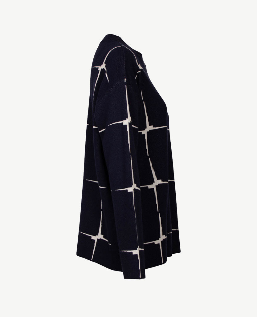 Gollé Haug - Pullover ronde hals - Navy met off-white