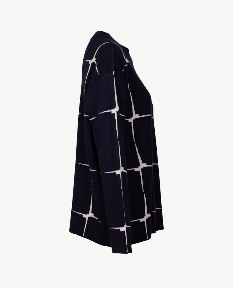 Gollé Haug - Pullover ronde hals - Navy met off-white