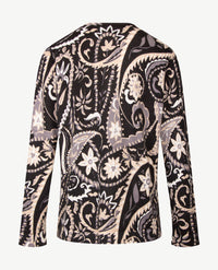 Gollé Haug - Lichte pullover ronde hals - Beige met zwart en grijs