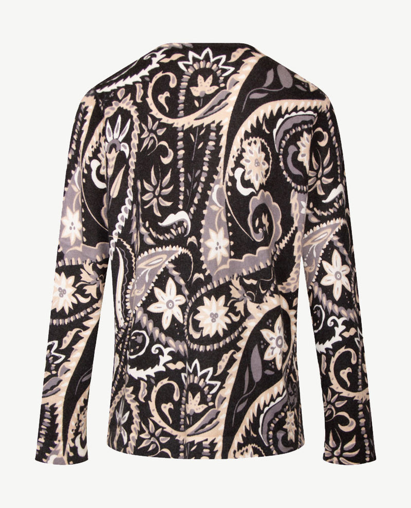 Gollé Haug - Lichte pullover ronde hals - Beige met zwart en grijs