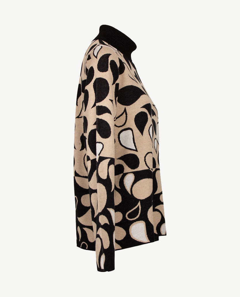 Gollé Haug - Pullover coll - Beige met zwart en off-white