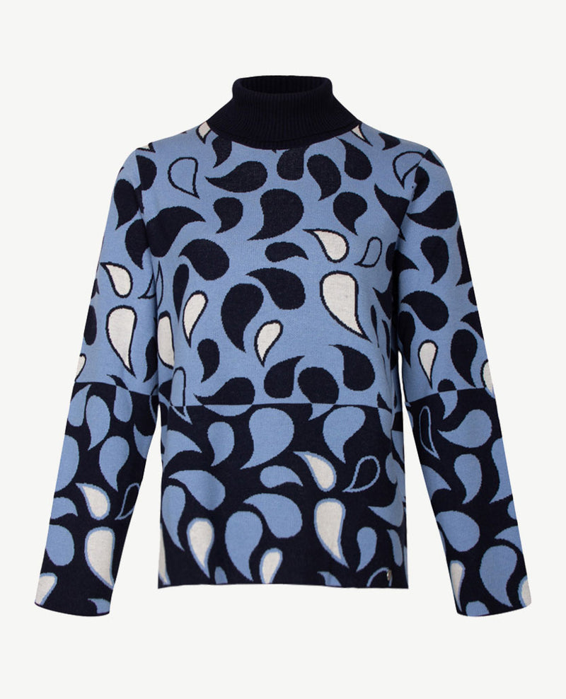 Gollé Haug - Pullover coll - Navy met wit en ice