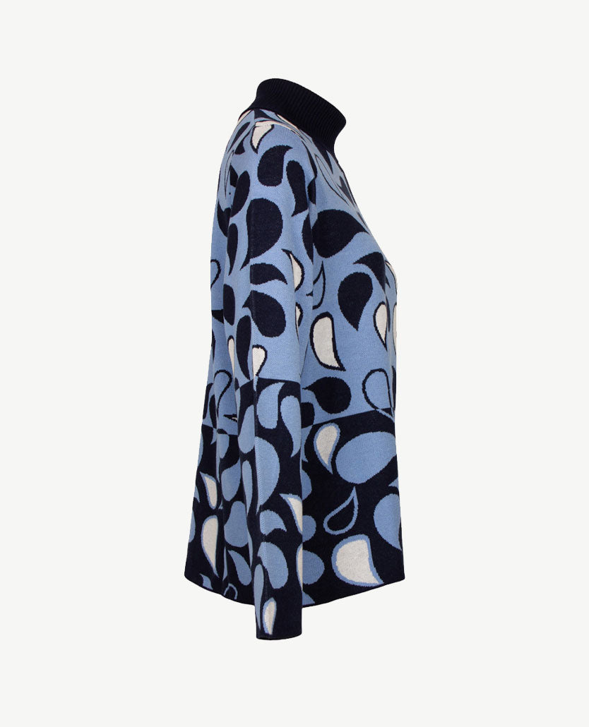 Gollé Haug - Pullover coll - Navy met wit en ice