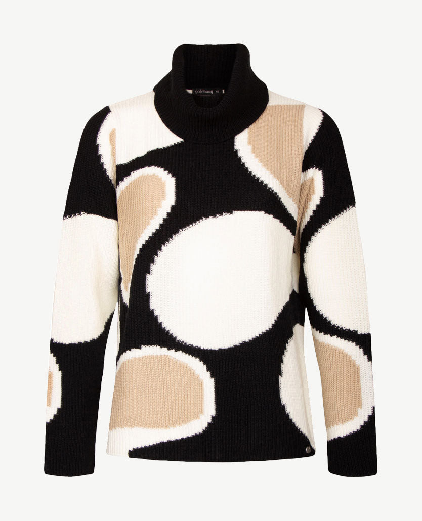 Gollé Haug - Pullover coll - Beige met zwart en off-white