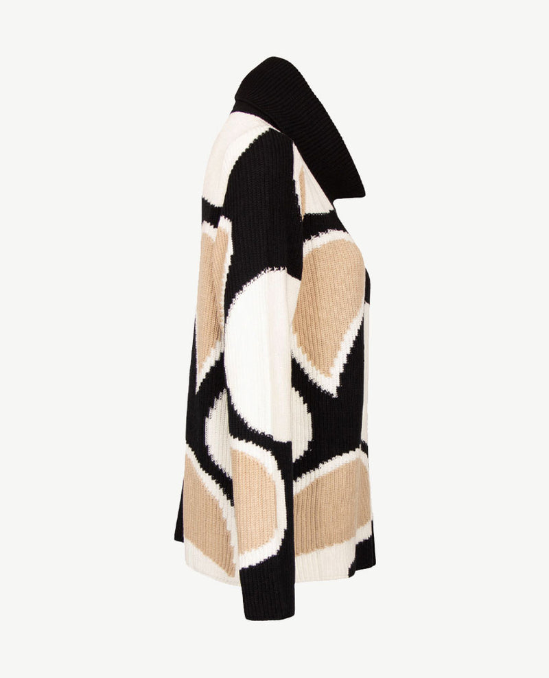 Gollé Haug - Pullover coll - Beige met zwart en off-white
