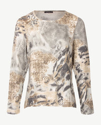 Gollé Haug - Lichte pullover ronde hals -Grijzen met beiges en off-white