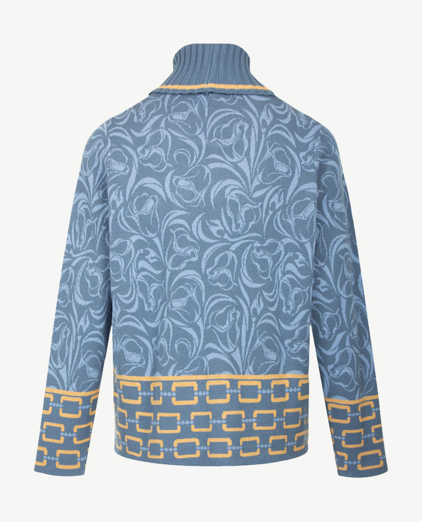 Gollé Haug - Pullover coll - Indigo met blue en beige