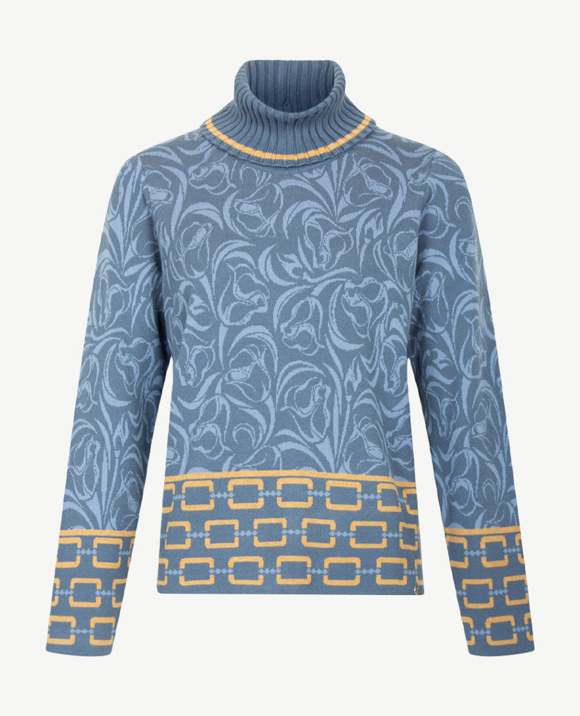 Gollé Haug - Pullover coll - Indigo met blue en beige