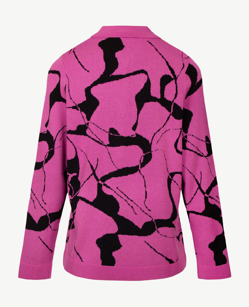 Gollé Haug -  Polo gebreid -  Pink  met zwart