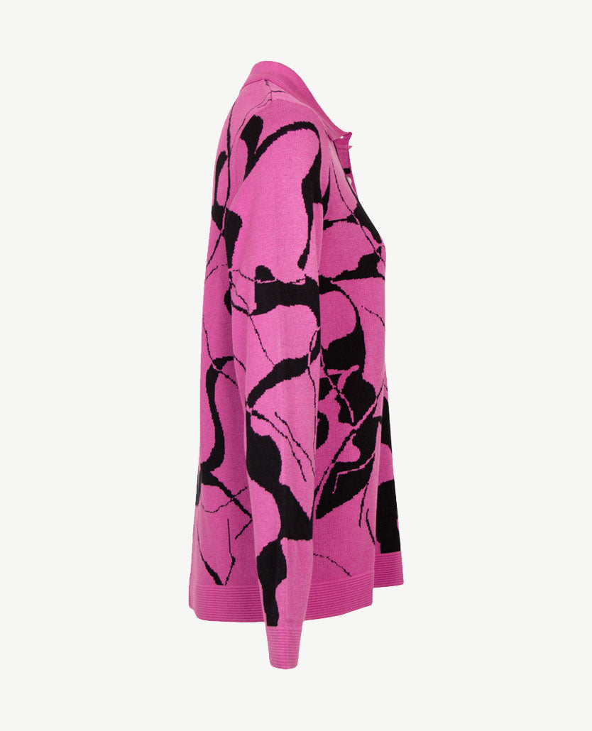 Gollé Haug -  Polo gebreid -  Pink  met zwart