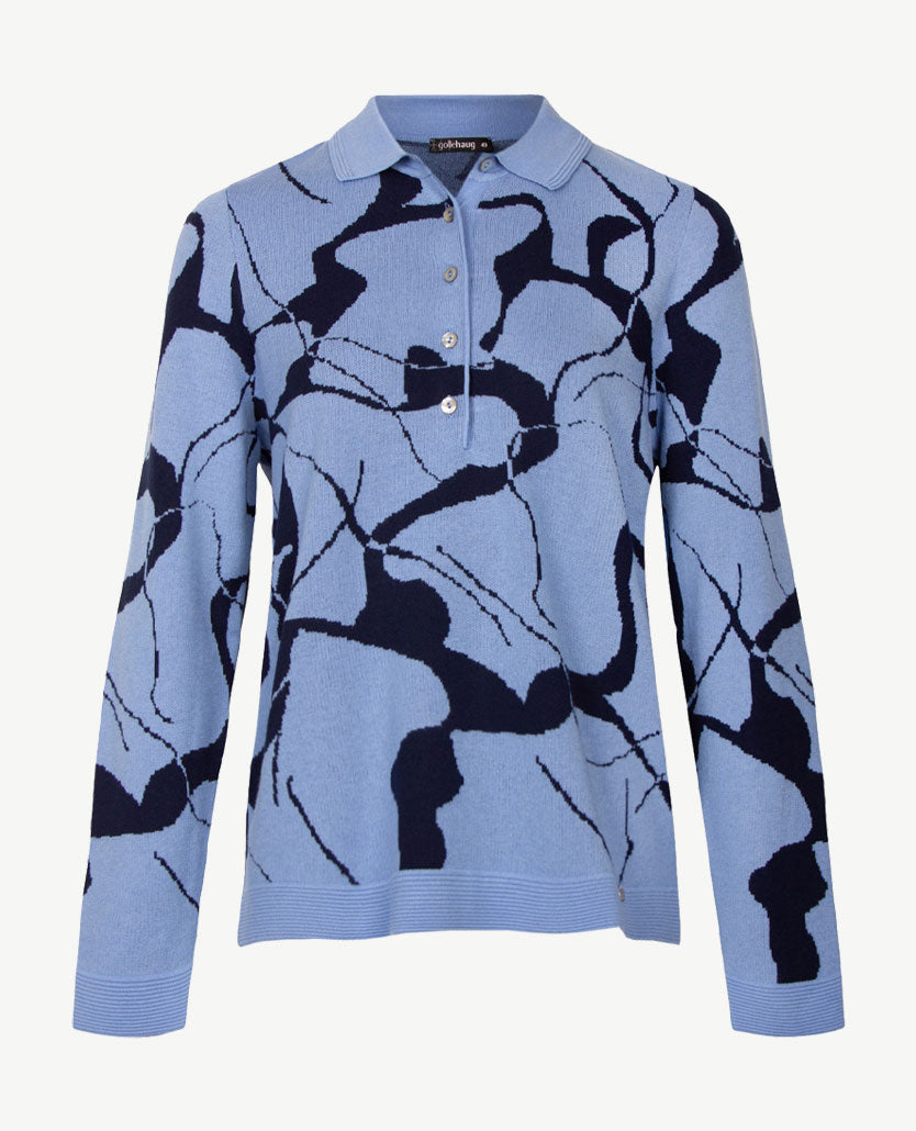 Gollé Haug -  Polo gebreid -  Ice  met navy
