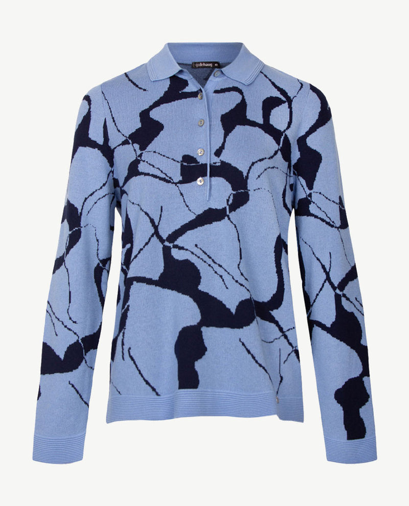 Gollé Haug -  Polo gebreid -  Ice  met navy