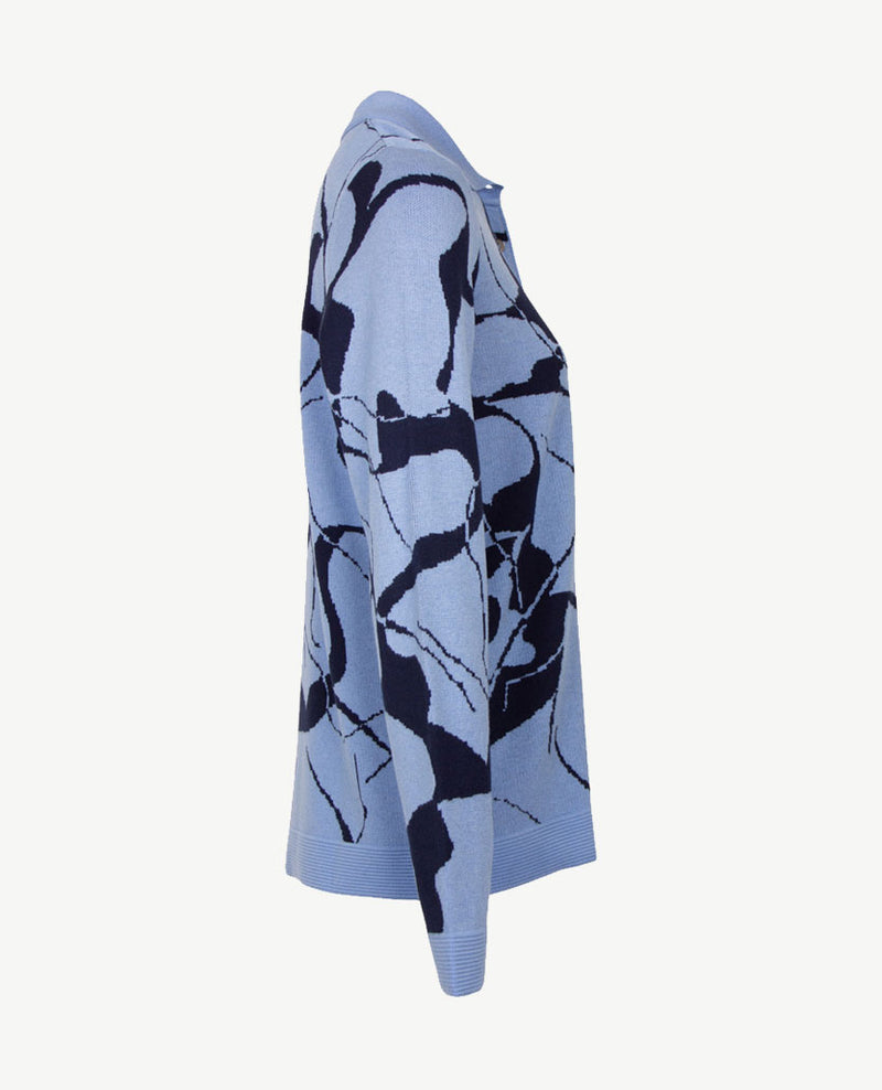 Gollé Haug -  Polo gebreid -  Ice  met navy
