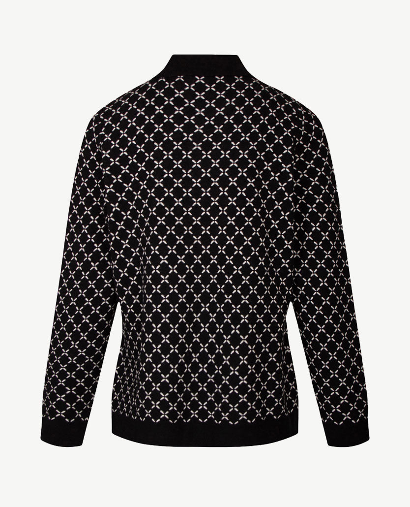 Gollé Haug -  Polo gebreid -  Zwart met off-white en rose