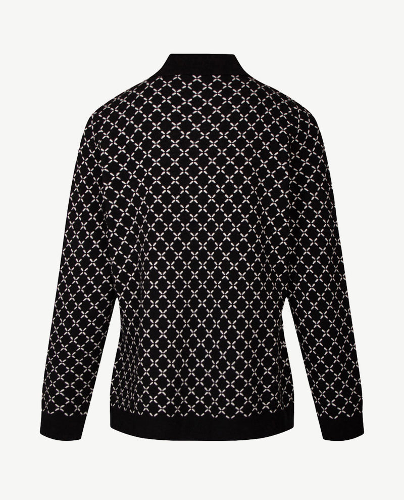 Gollé Haug -  Polo gebreid -  Zwart met off-white en rose