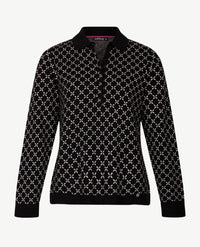 Gollé Haug -  Polo gebreid -  Zwart met off-white en rose