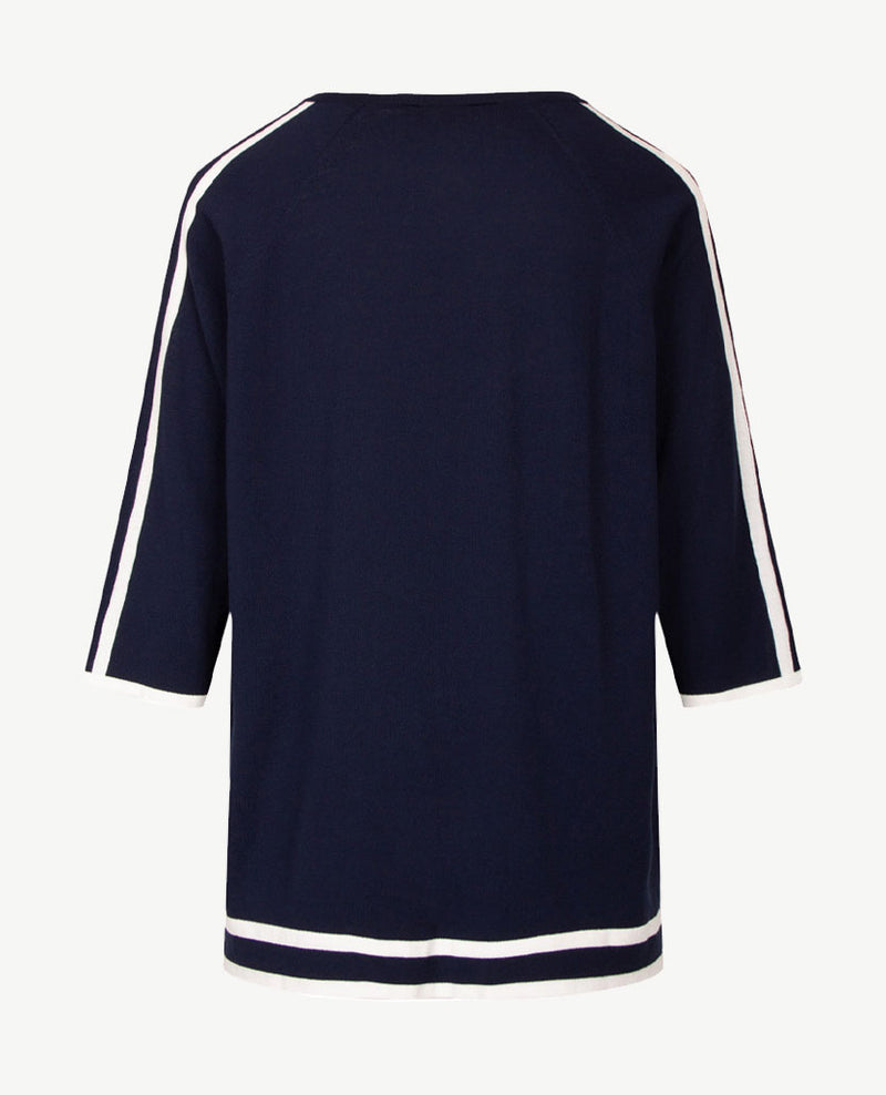 Gollé Haug - Lichte pullover ronde hals - Navy met wit