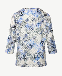 Gollé Haug - Top ronde hals - Ice blue met grijs en wit