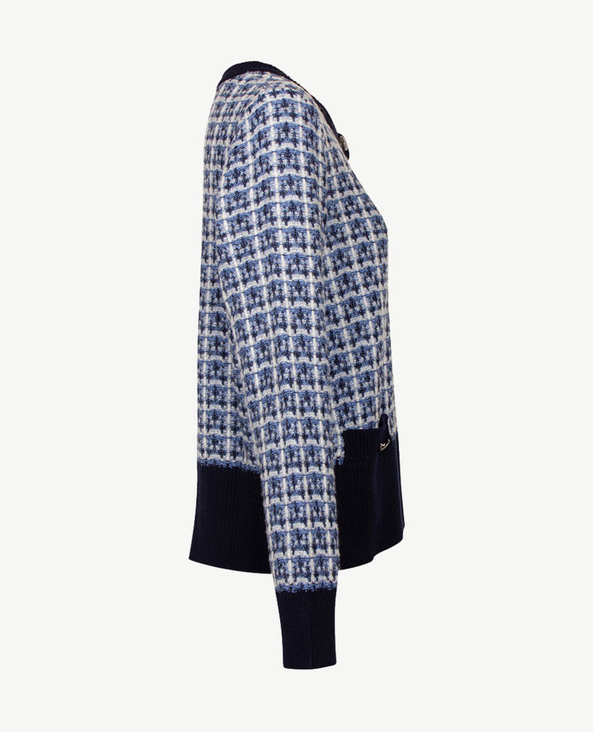 Gollé Haug - Vest 'Chanel' - ronde hals - Navy, off-white en blue