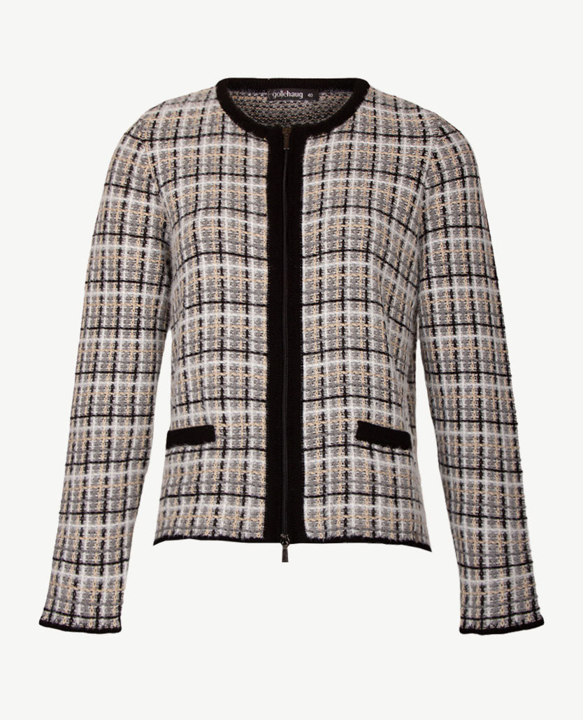 Gollé Haug - Vest met rits - ronde hals - Zwart, off-white en beige