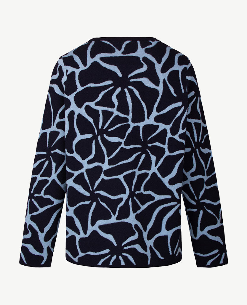 Gollé Haug - Damespullover ronde hals - Navy met ice blue