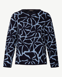 Gollé Haug - Damespullover ronde hals - Navy met ice blue