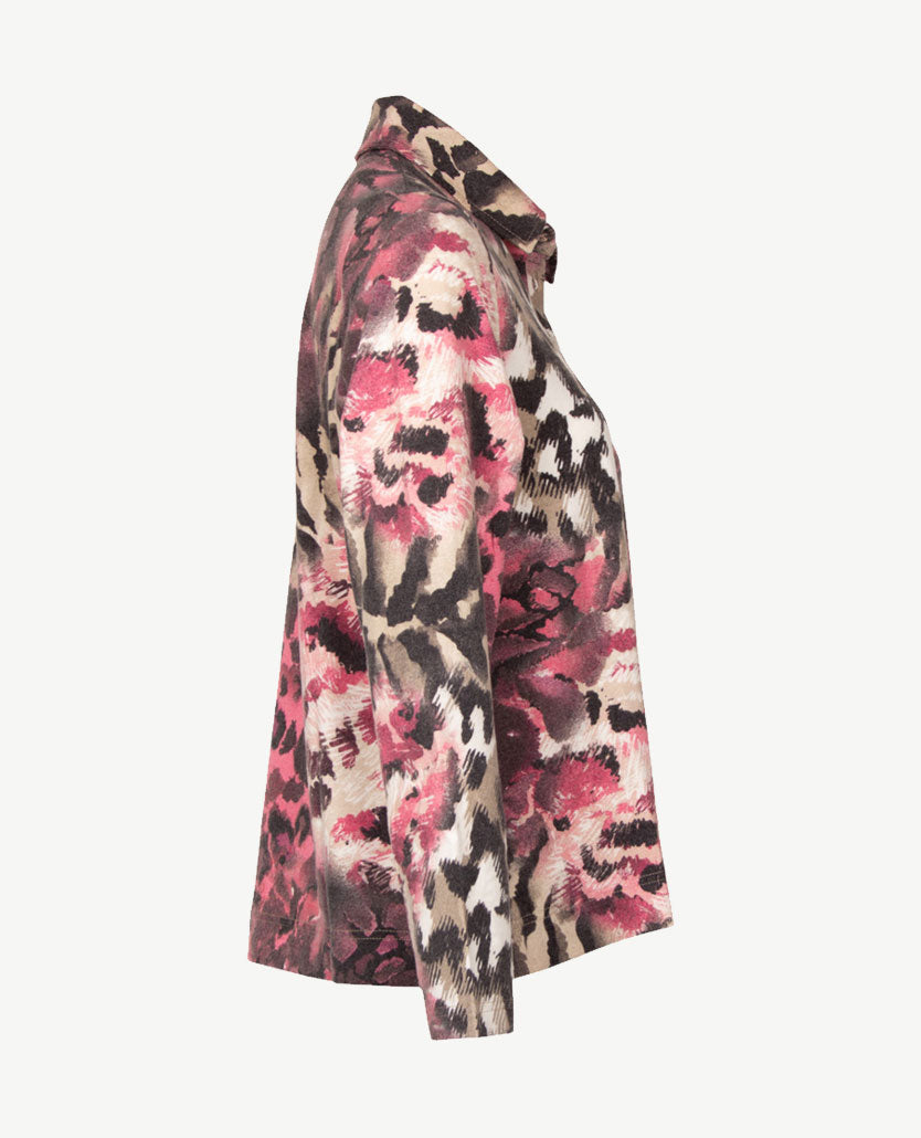 Gollé Haug - Damespolo - Cashmere touch - Antraciet met beige, taupe, creme en rose