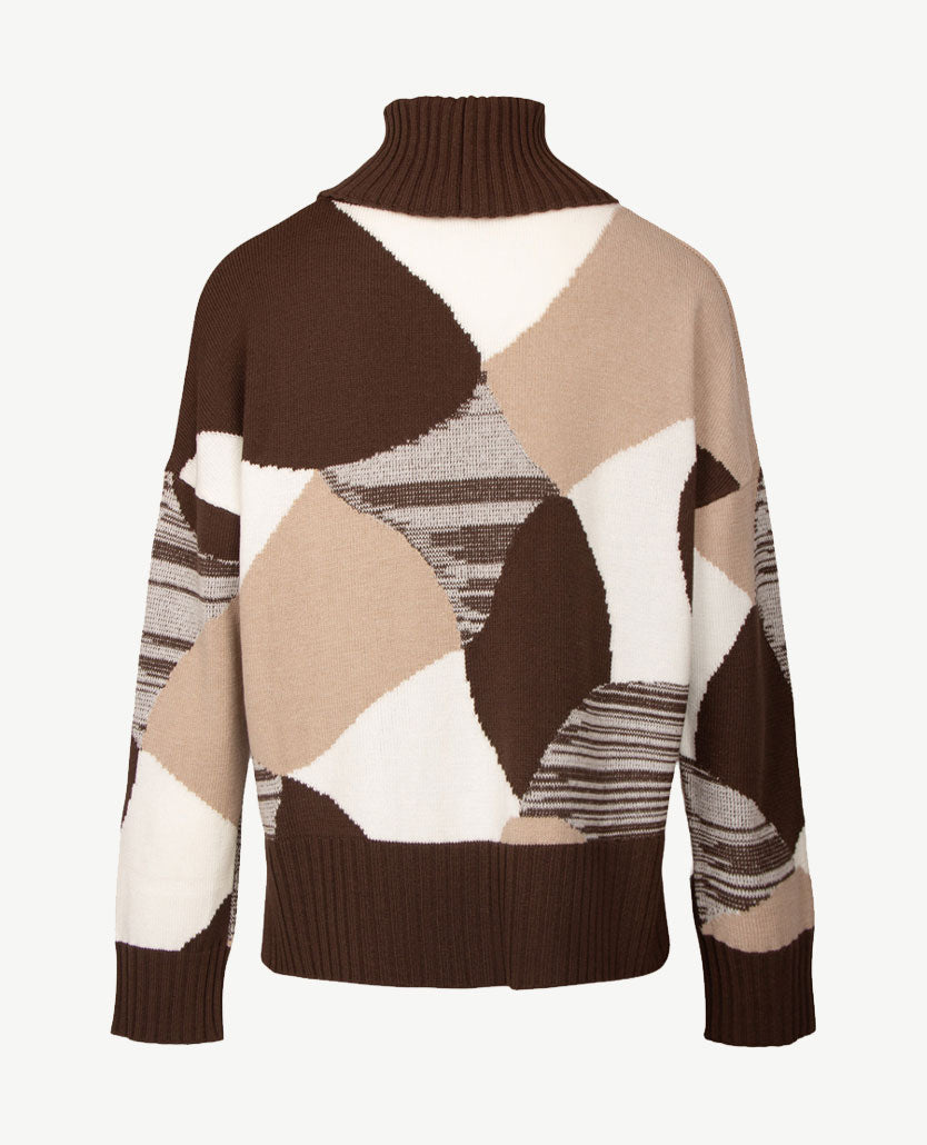 Gollé Haug - Damespullover coll - Choco met beige en cream